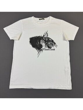 Roberto Cavalli Tiger Art White Shirt Designer Luxury Rare Animal Nature